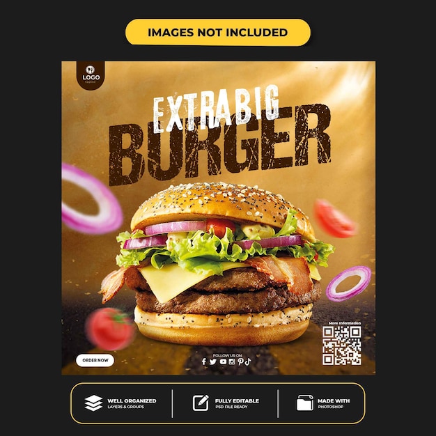 PSD special delicious burger social media banner post template