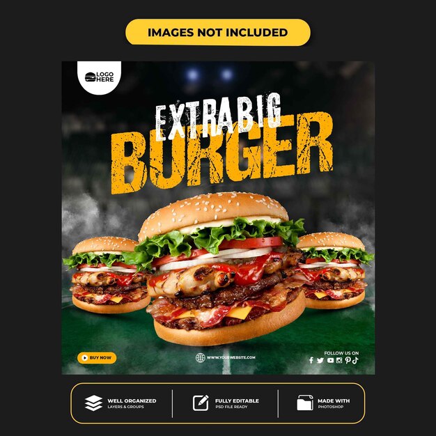 PSD special delicious burger social media banner post template