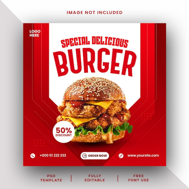 Special Delicious Burger Social Media Instagram Post Template