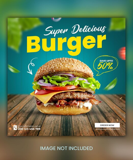 Modello di post social media hamburger delizioso speciale psd premium