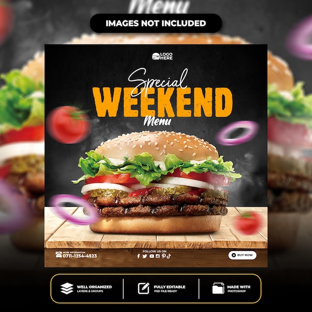 Special delicious burger social media post template