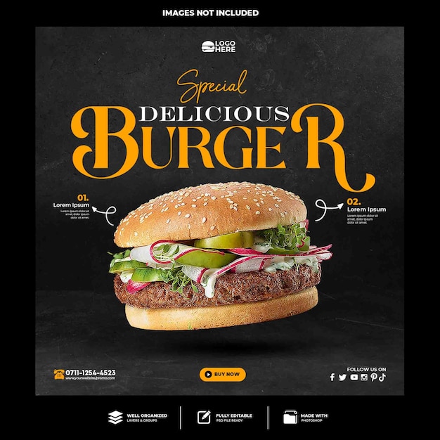 Special delicious burger social media templat