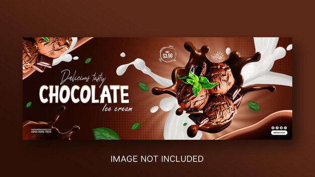 Speciale delizioso gelato al cioccolato fondente social media instagram post banner design template