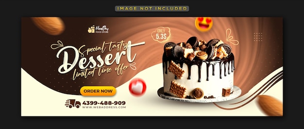 PSD speciale delizioso dessert social media copertina facebook e modello di banner web premium psd