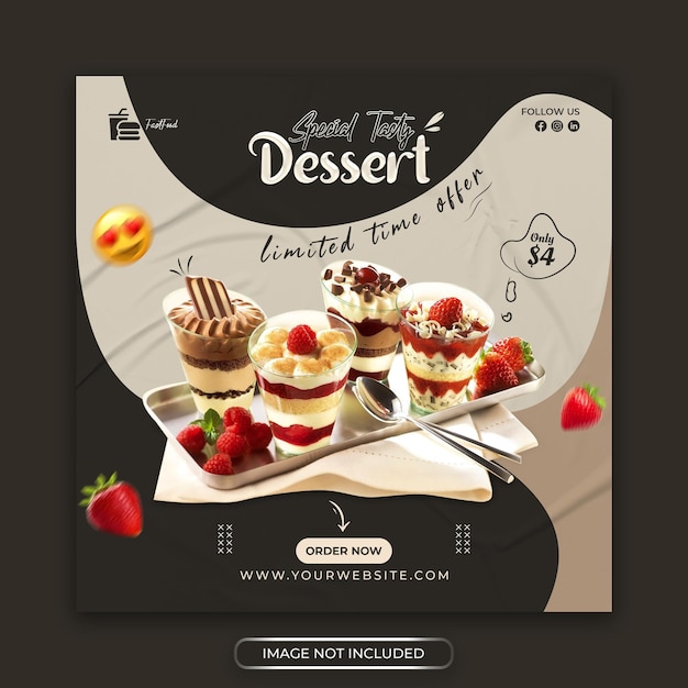 Special delicious dessert social media and instagram post banner template premium psd