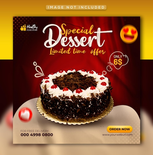 Special delicious dessert social media instagram promotionele post en webbannersjabloon