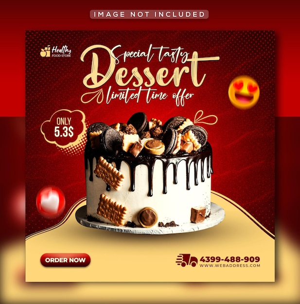 Special delicious dessert social media instagram promotionele post en webbannersjabloon