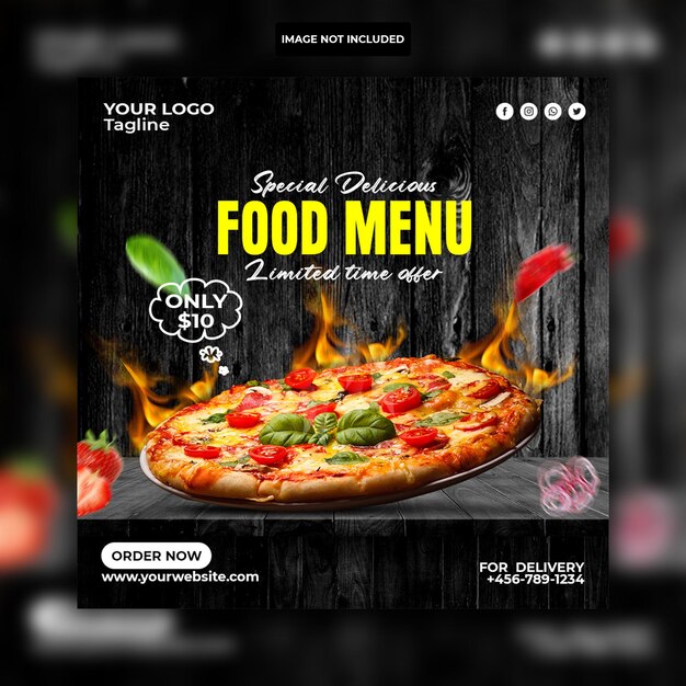 Speciale menu di cibo delizioso social media modello di post di instagram