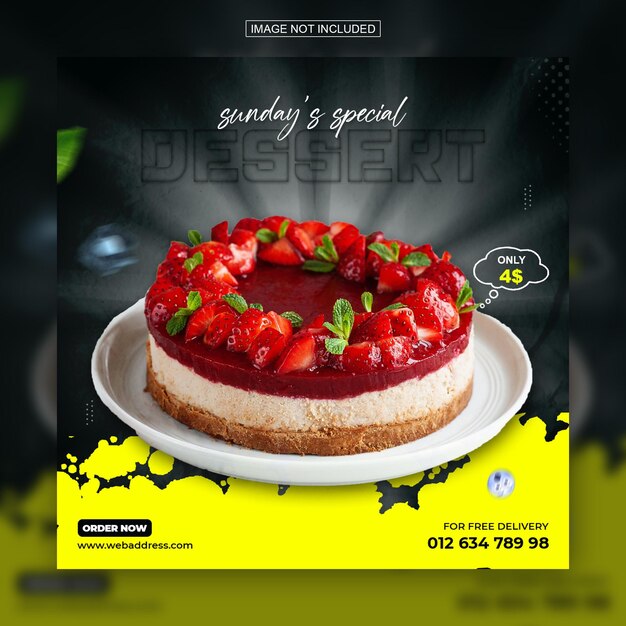 Speciale menu di cibo delizioso social media instagram post design modello