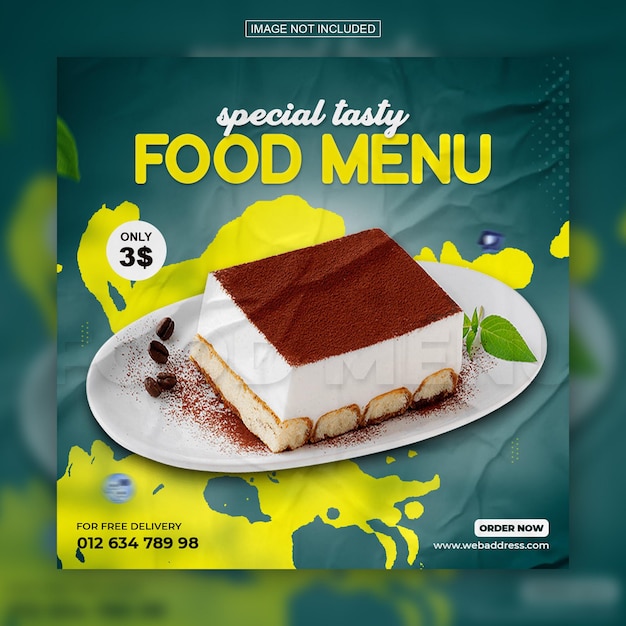 PSD speciale menu di cibo delizioso social media instagram post design modello