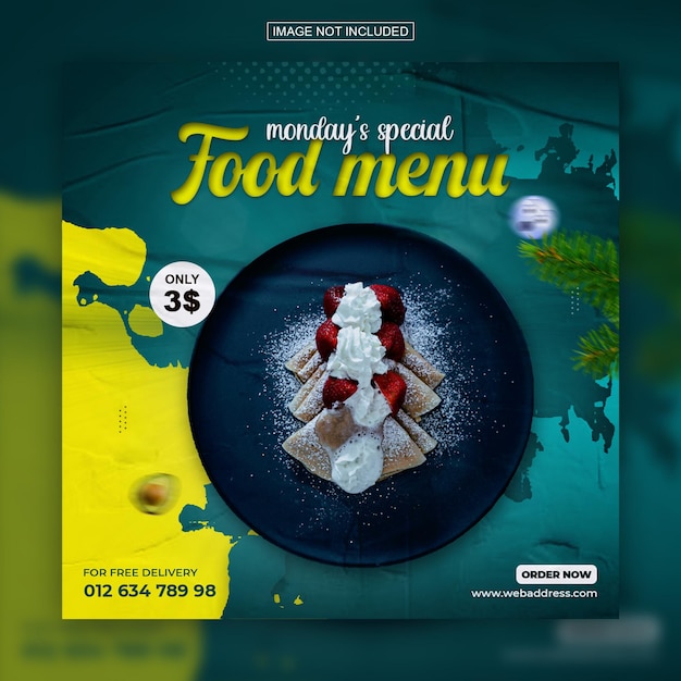 PSD special delicious food menu social media instagram post design template