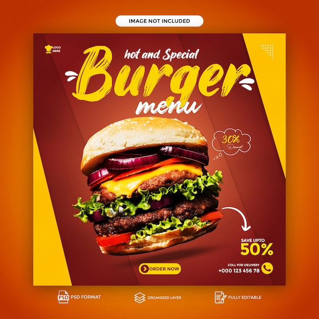 special delicious food menu social media post banner template psd