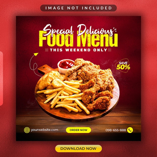 特別なおいしい料理メニューソーシャルメディアプロモーションテンプレート