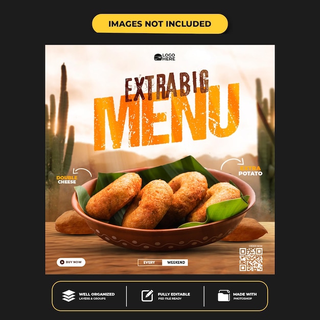 PSD special delicious food social media banner post template