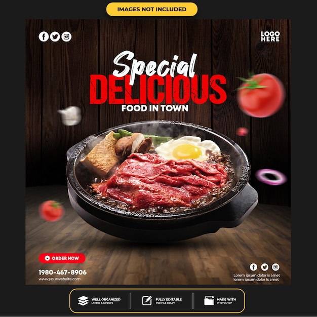 Special delicious food social media banner post template