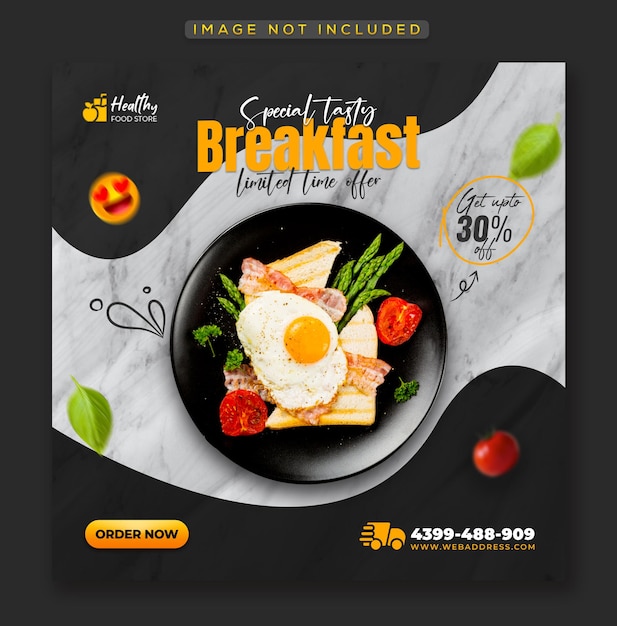 PSD 특별 맛있는 음식 소셜 미디어 인스타그램 홍보 게시물 및 웹 배너 템플릿