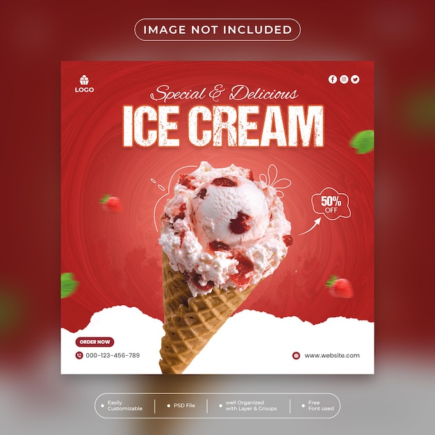 Special delicious ice cream social media banner and instagram banner post design