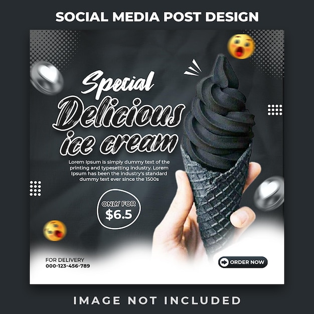 PSD modello di progettazione post banner social media gelato speciale