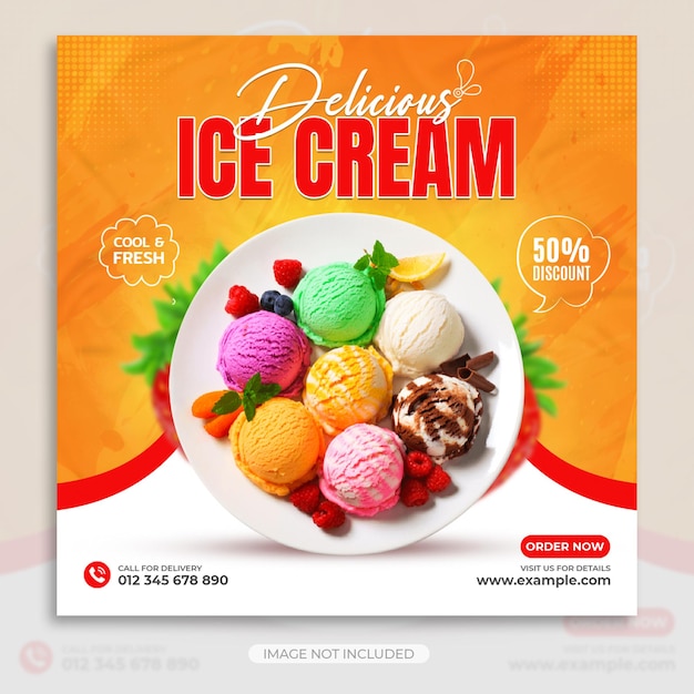 Special delicious ice cream social media banner post design template