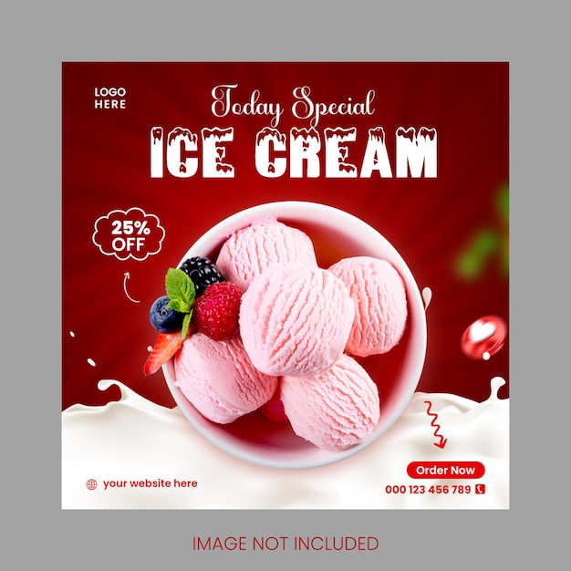 Special delicious ice cream social media banner post design template