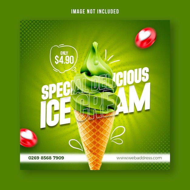 Special delicious ice cream social media banner post design template