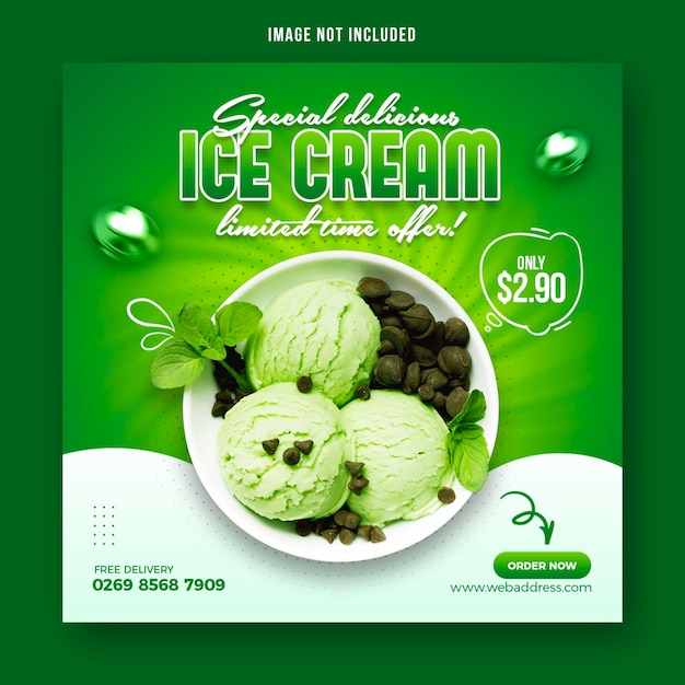 Special delicious ice cream social media banner post design template