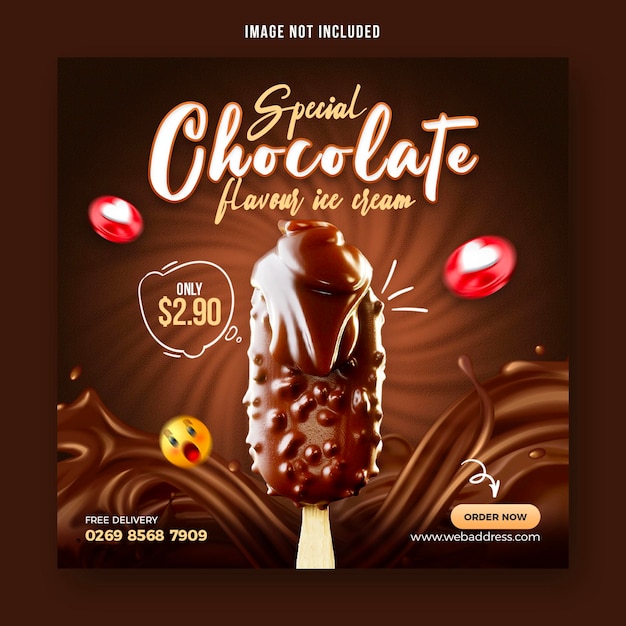 PSD special delicious ice cream social media banner post design template