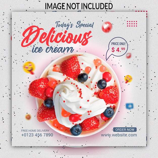 PSD special delicious ice cream social media banner post design