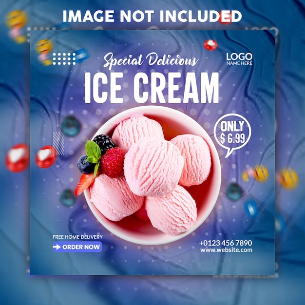 Special delicious ice cream social media banner post design