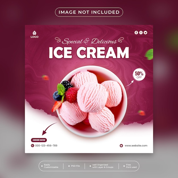 Special delicious ice cream social media banner post design