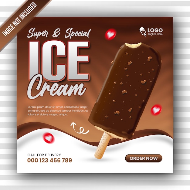 PSD special delicious ice cream social media instagram post banner design template