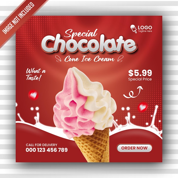 PSD special delicious ice cream social media instagram post banner design template