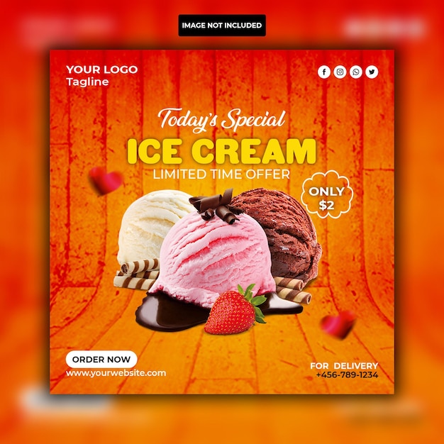 Special delicious ice cream social media instagram post banner design template