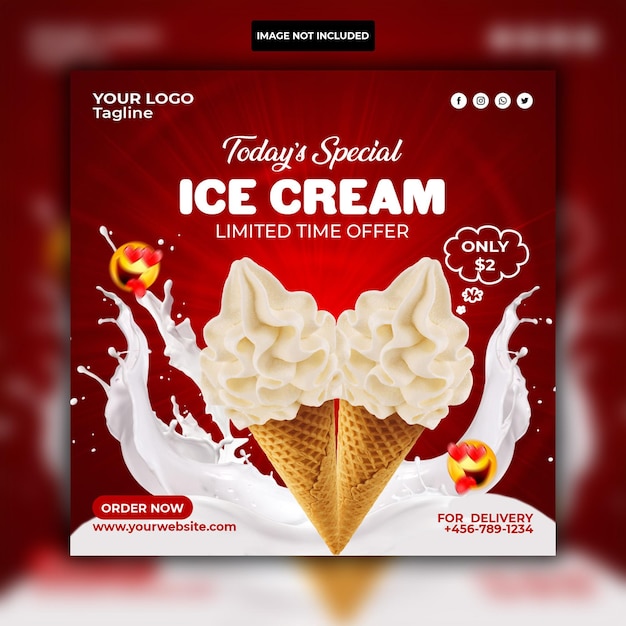 Special delicious ice cream social media instagram post banner design template