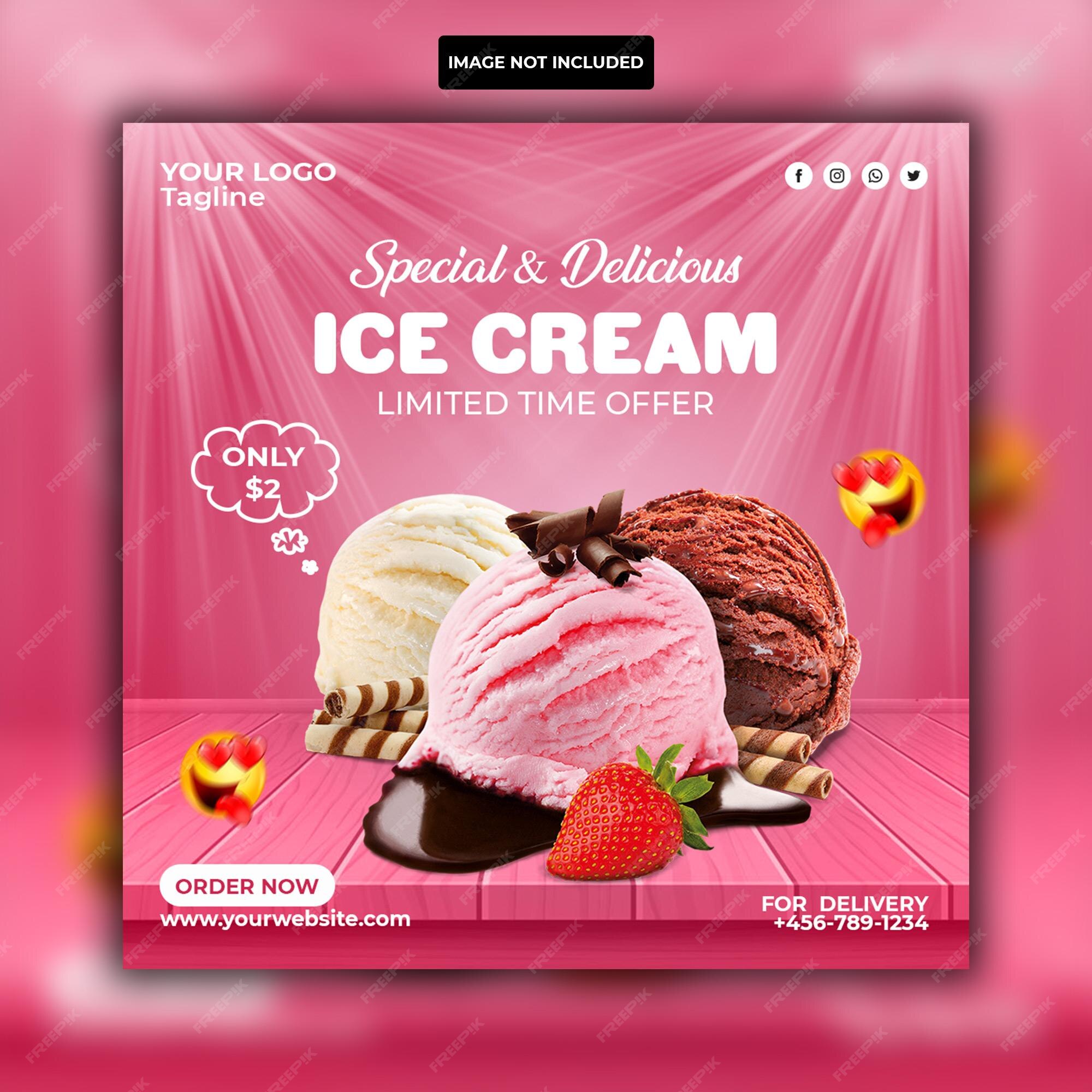 Premium PSD  Delicious dessert ice cream for social media