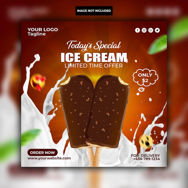 Special delicious ice cream social media instagram post banner design