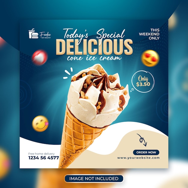 Speciale delizioso gelato social media e modello di banner post instagram psd premium