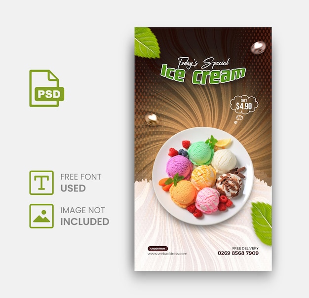 Special delicious ice cream social media post banner template