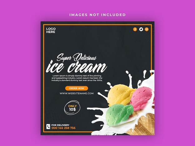 PSD speciale modello di social media delizioso gelato psd premium