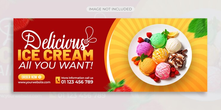PSD special delicious ice cream social media web banner post and facebook cover design template