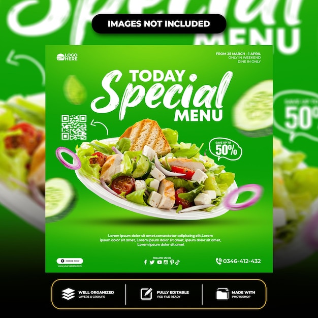 Special delicious menu social media post template