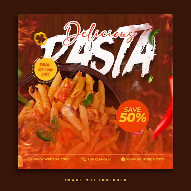 特別なおいしいパスタ食品食事ソーシャルメディアバナーinstagram投稿テンプレート psd