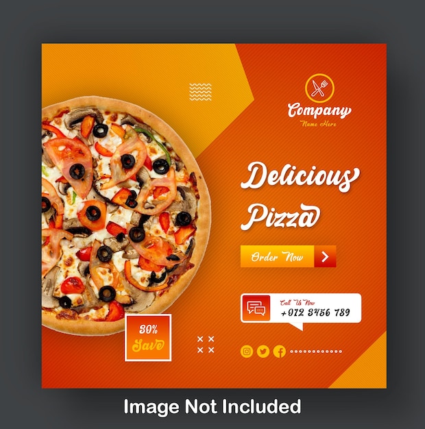 PSD Шаблон поста для баннера в социальных сетях special delicious pizza