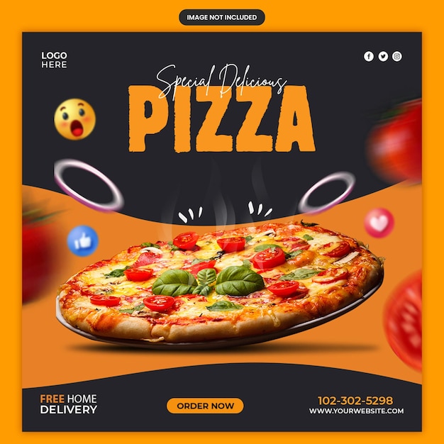 Speciale deliziosa pizza social media modello di post banner instagram