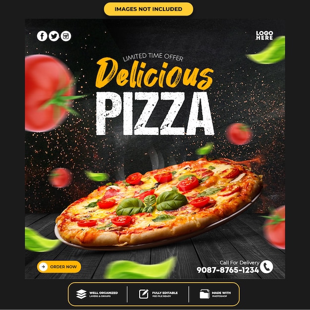Special Delicious Pizza Social Media Post Template