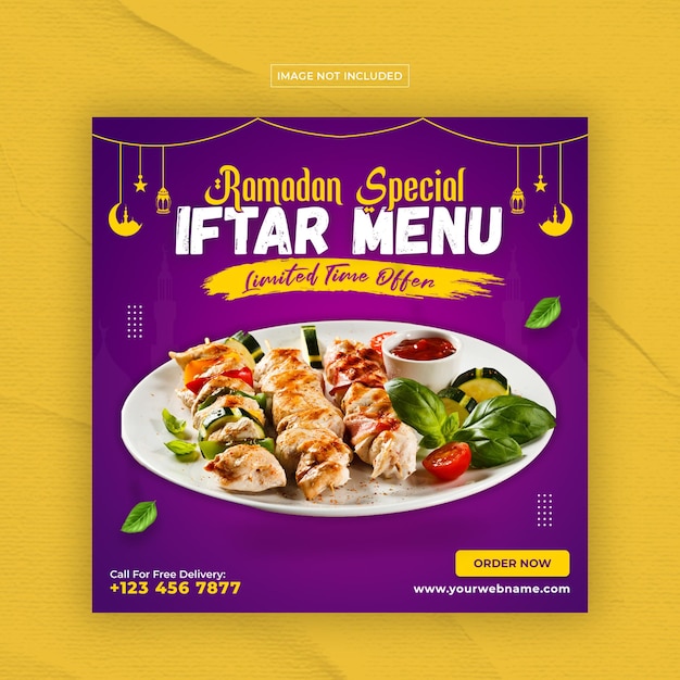 PSD special delicious ramadan food menu social media instagram post design template