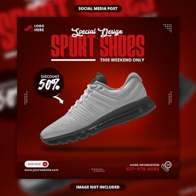 Шаблон сообщения instagram о продаже спортивной обуви с особым дизайном
