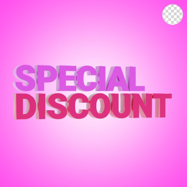 PSD special discount shopping text 3d icon