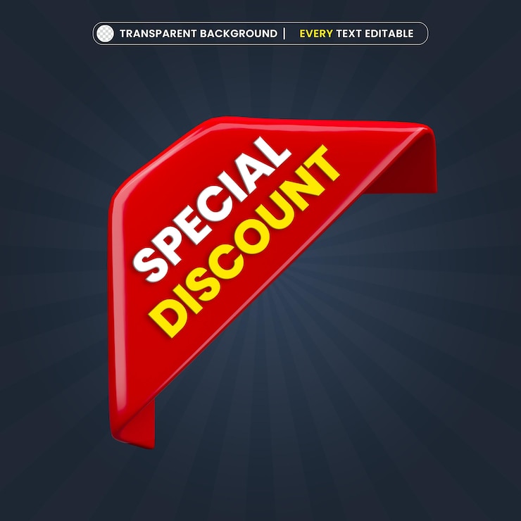 PSD special discount tag with editable text