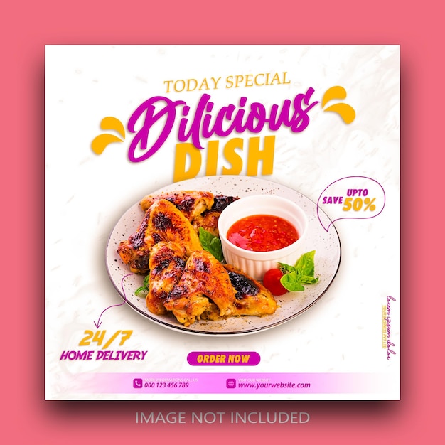 Special dish menu and food social media and Instagram post template